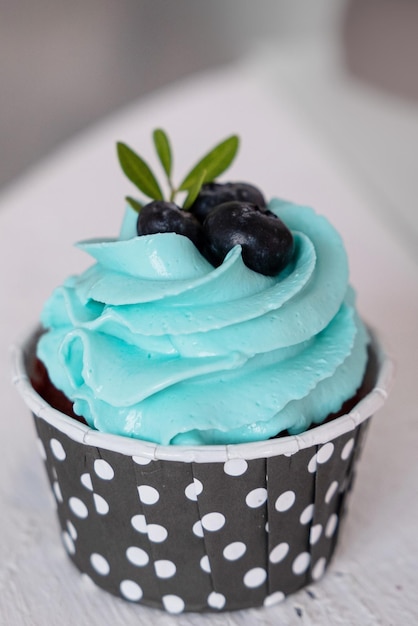 Image of batch of homemade blueberry cupcakes