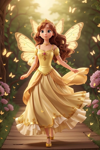 An image of a beautiful anime princess surrounded by butterflies