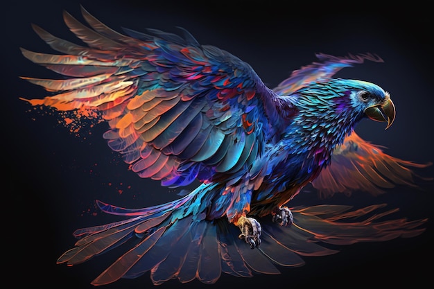 Image of beautiful parrots flying colorful Wildlife Animals Birds Illustration Generative AI