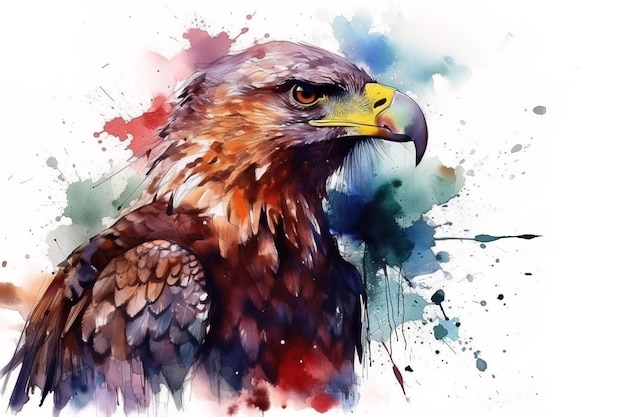 Image of beautiful watercolor painting of an eagle Bird illustration Generative AI