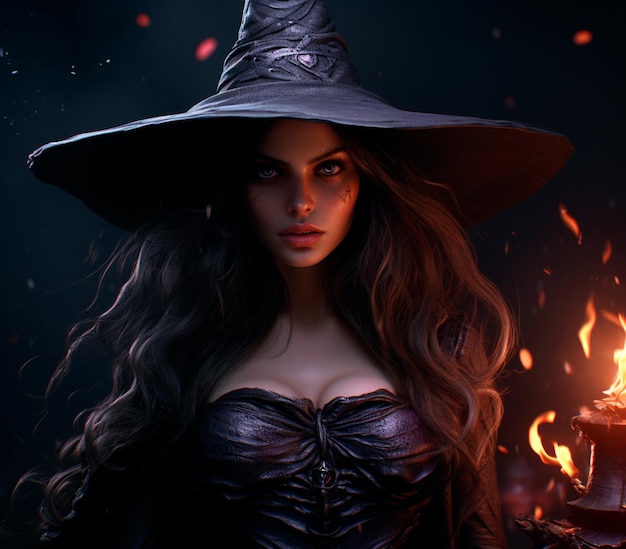 image of a beautiful witch happy halloween