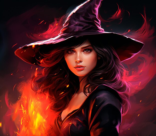 Image of a beautiful witch happy halloween