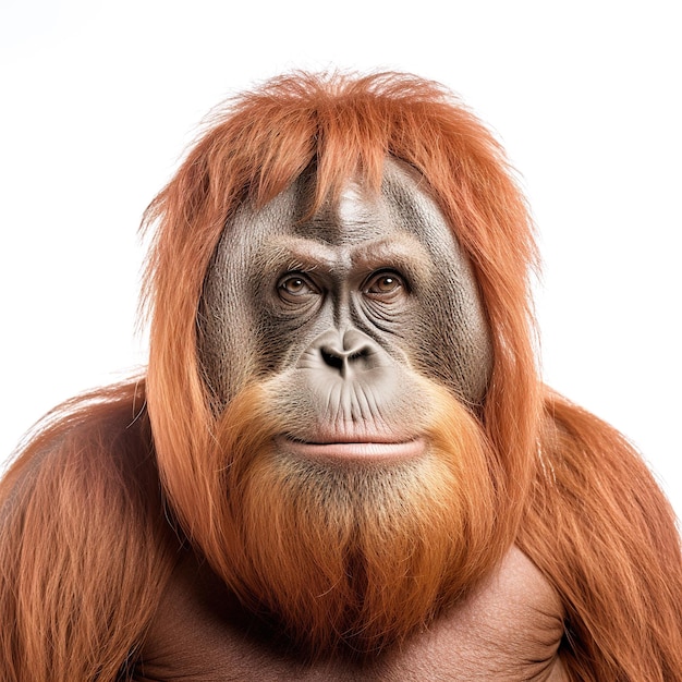 Image of big male orangutan orange monkey on white background Wildlife Animals