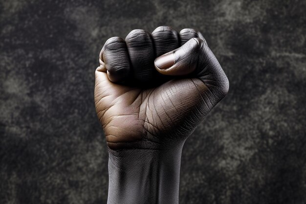 Foto un'immagine di un pugno nero che simboleggia la forza, la solidarietà e la resilienza