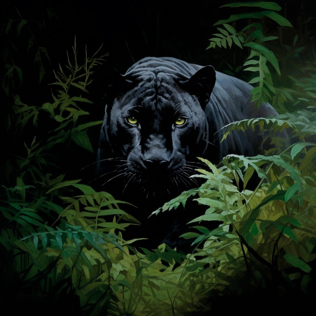 image of a black panther in the forest