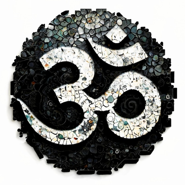 Photo image of a black and white mosaic with symbol generative ai