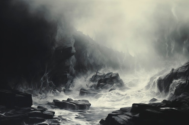霧の囲気のスタイルの黒と白のテクスチャの画像