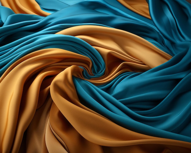 an image of a blue and yellow silk fabric