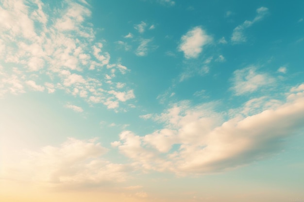 изображение синего и желтого неба с небольшими облаками в стиле светло-зеленого и бежевого