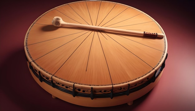 Photo an image of a bodhran dulcimer on a solid one color background