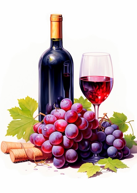 image of a bottle of red wine with grapes next to it