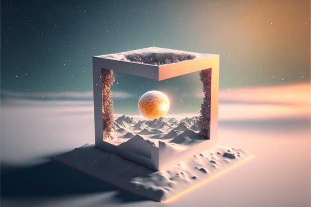 An image of a box with a planet in it generative ai