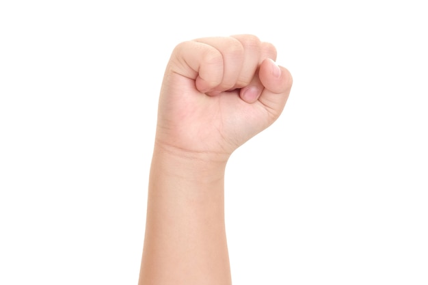 Image of boy hand isolated on white background.