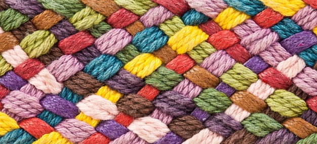 image of braided multi colored woollen yarns