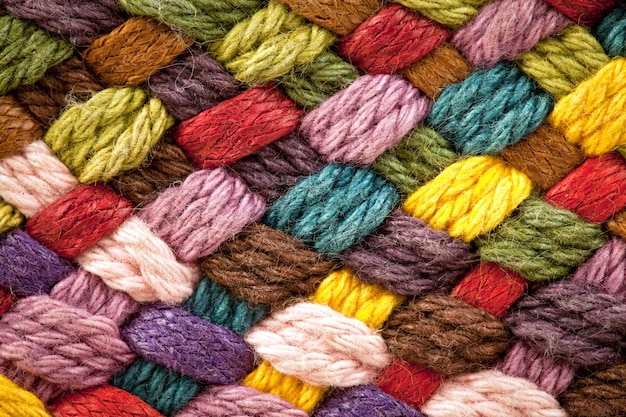 image of braided multi colored woollen yarns