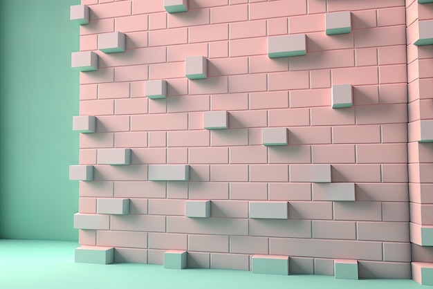 Image of a brick wall on a pastel background