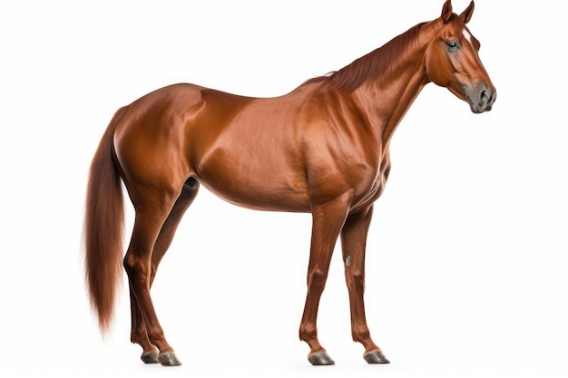 Image of brown Albino horse isolated on white background generative AI