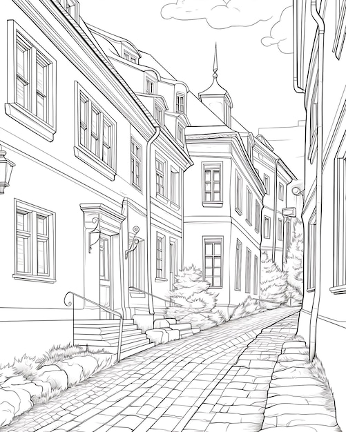 Image of a Building Street Coloring Book 2