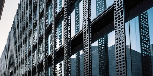 Изображение здания с металлическими решетками