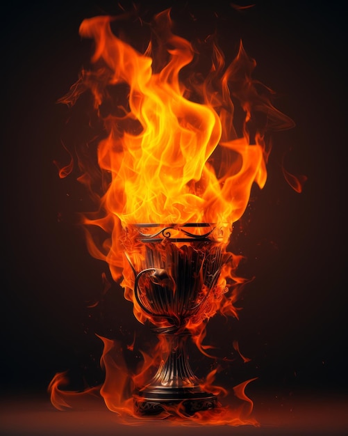 an image of a burning trophy on a black background