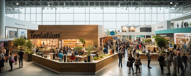 Image Of A Bustling Wellness Expo Wallpaper