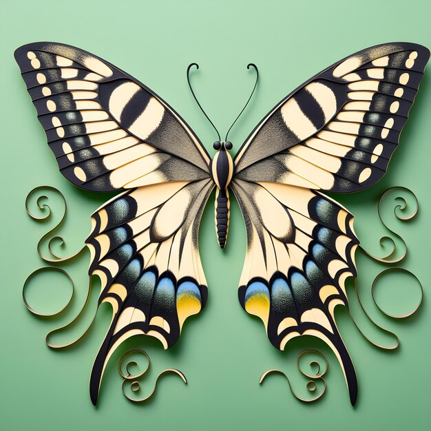 Photo image of butterfly with green color background