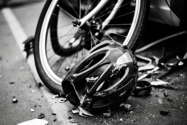 市道での自転車事故の余波を捉えた画像 生成AI