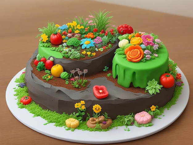 An image of a cake featuring a mini cake UHD wallpaper Stock Photographic Image