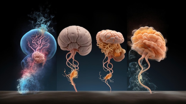 Photo an image capturing the nascent phases of brain growth in an embryo with a clear distinction between