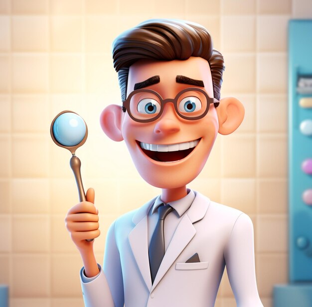 Image of a cartoon dentist smiling