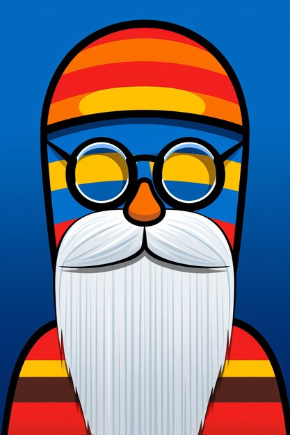 An image of a cartoon santa claus looking blue and yellow 11