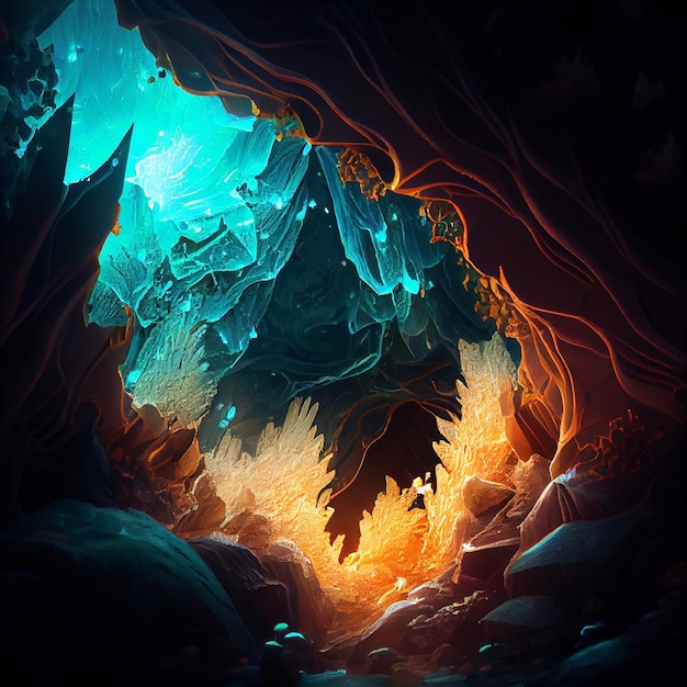 An image of a cave in the dark Generative Ai