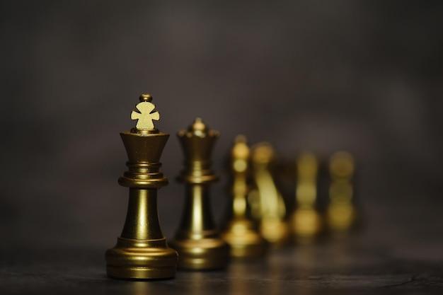 Image of chess game Business competition strategy leadership and success concept