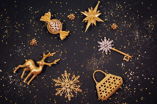 Image of christmas festive gold decoration