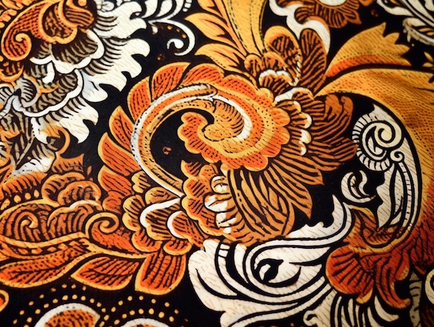 Photo image of classic batik pattern on fabric