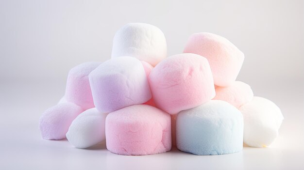 Image of a cluster of fluffy marshmallows on a white background