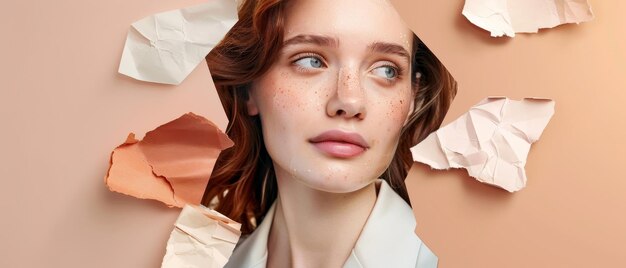 An image collage of different emotions and feelings expressed by a young woman Businesswoman standing and smiling in front of a studio background Human emotions facial expressions and feelings