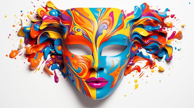 Image of a colorful and artistic mask on a white background