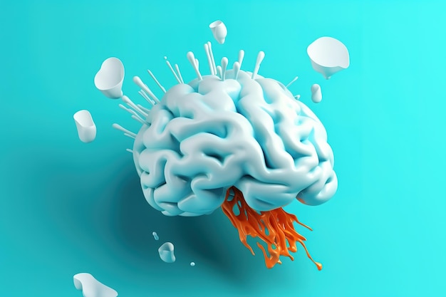 Immagine del design colorato del cervello in 3d su un'illustrazione di sfondo pulita ia generativa