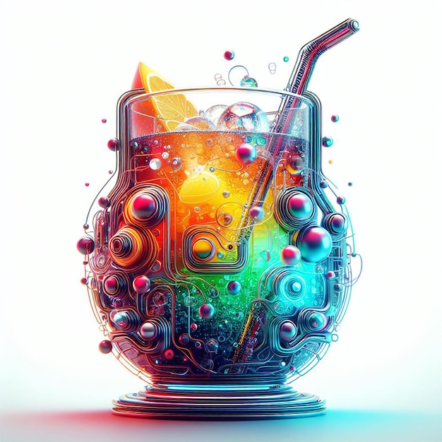 Foto un'immagine di cocktail colorato su sfondo nero generativo ai