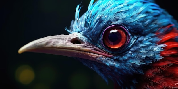 Image of a colorful exotic bird in closeup Macro photography Generative AI