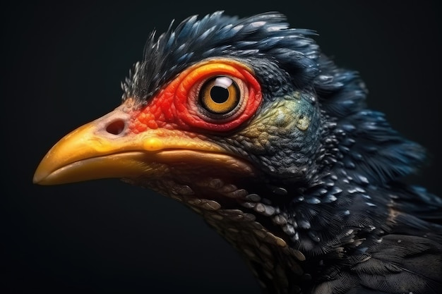 Image of a colorful exotic bird in closeup Macro photography Generative AI