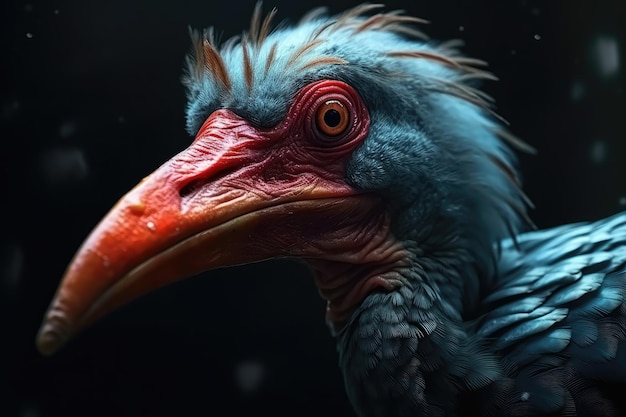 Image of a colorful exotic bird in closeup Macro photography Generative AI