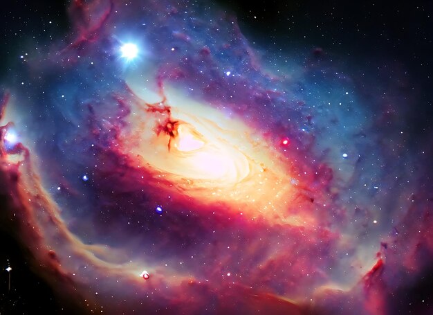 An image of a colorful galaxy in the sky