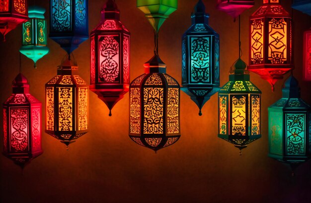 An image of a colorful lantern in the background