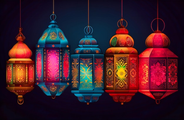 An image of a colorful lantern in the background
