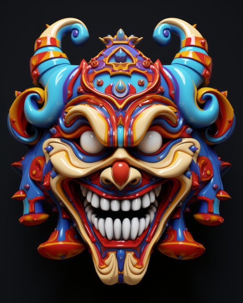 an image of a colorful mask on a black background