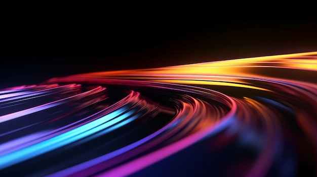 Photo image of colorful speed line in black background