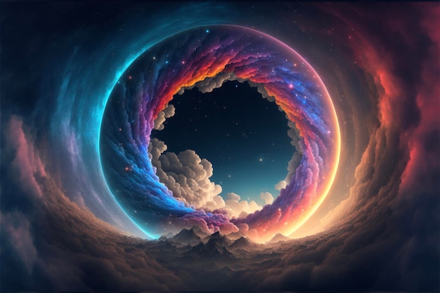 An image of a colorful spiral in the sky generative ai