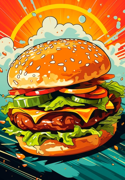 Foto immagine di un super hamburger completo